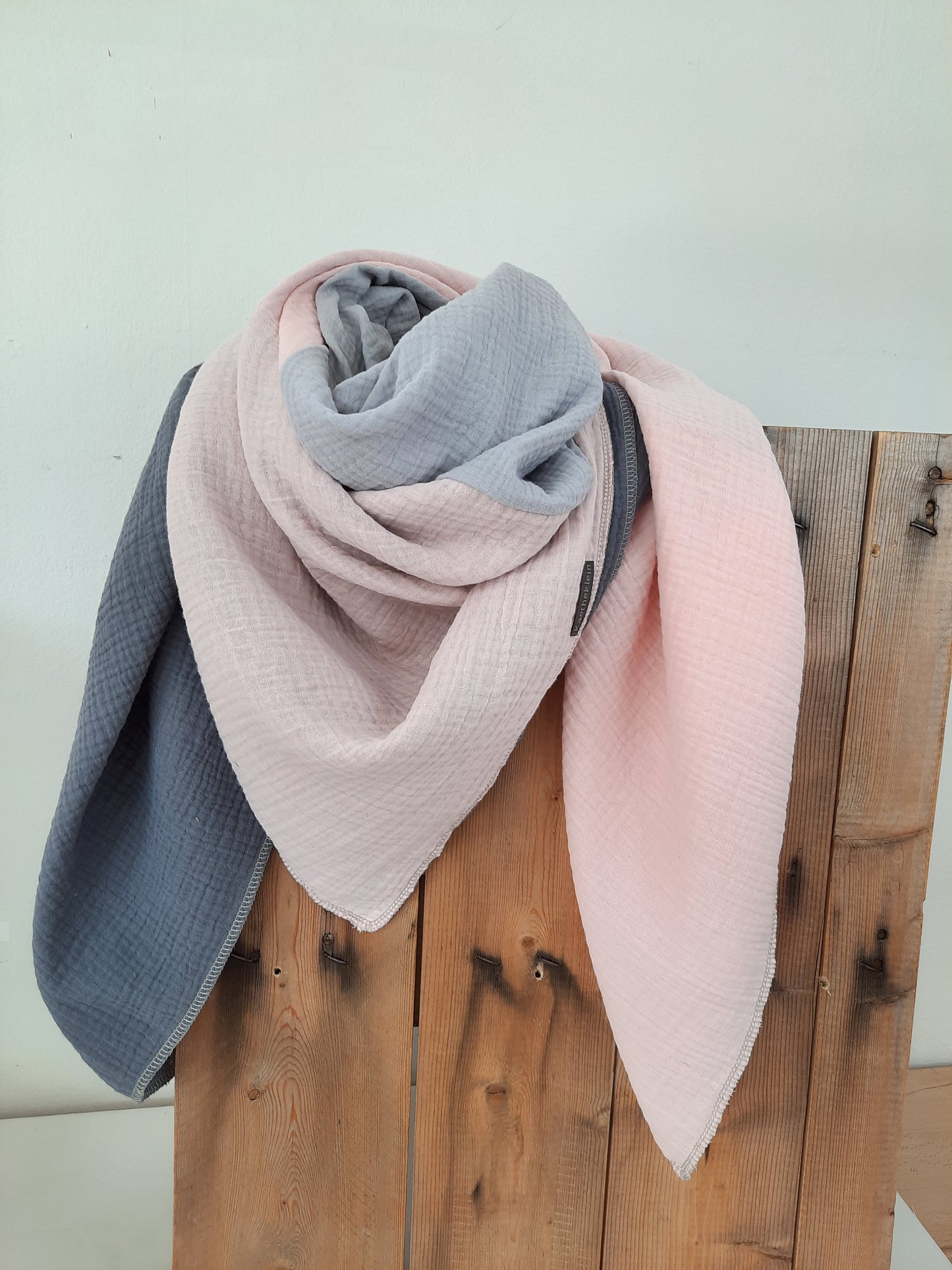 XXL Musselintuch grau rosa