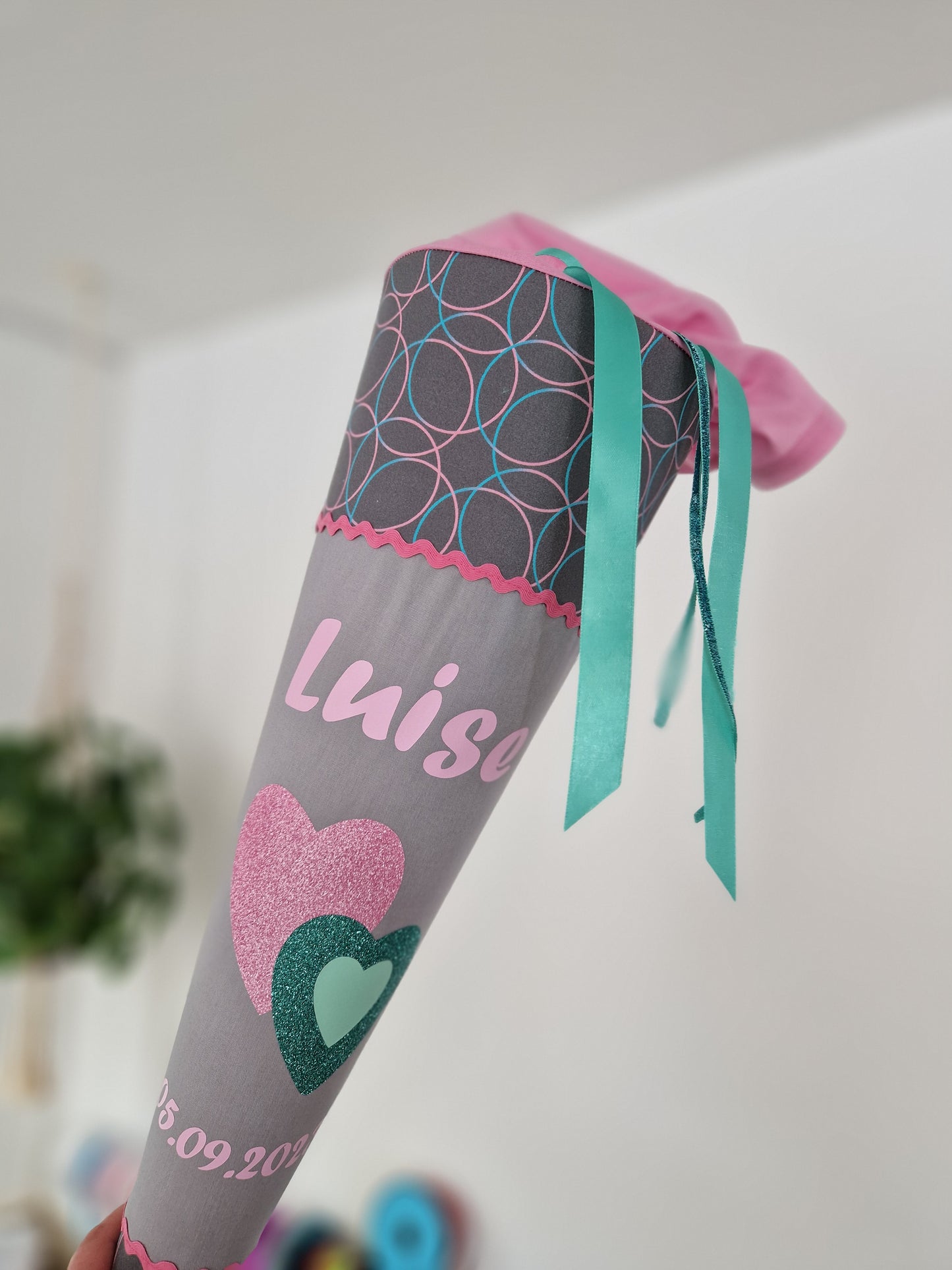 Glitter Herat Schultüte mit Doppel Herz