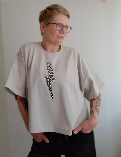 Organic Baumwolljersey Jersey weiß / grau