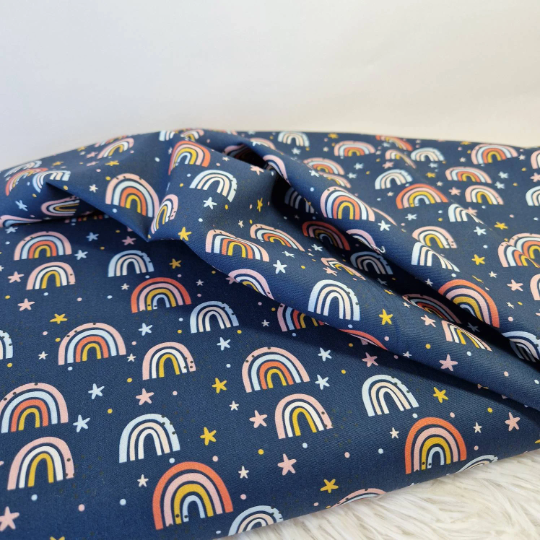 Regenbogen Baumwollstoff blau Patchwork Kinder Stoffe