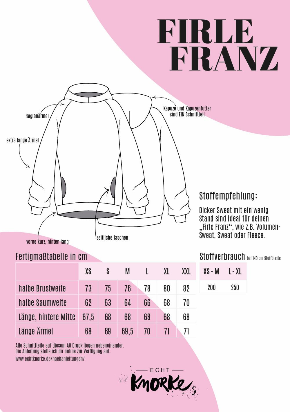 Schnittmuster Franz Hoodie Echt Knorke