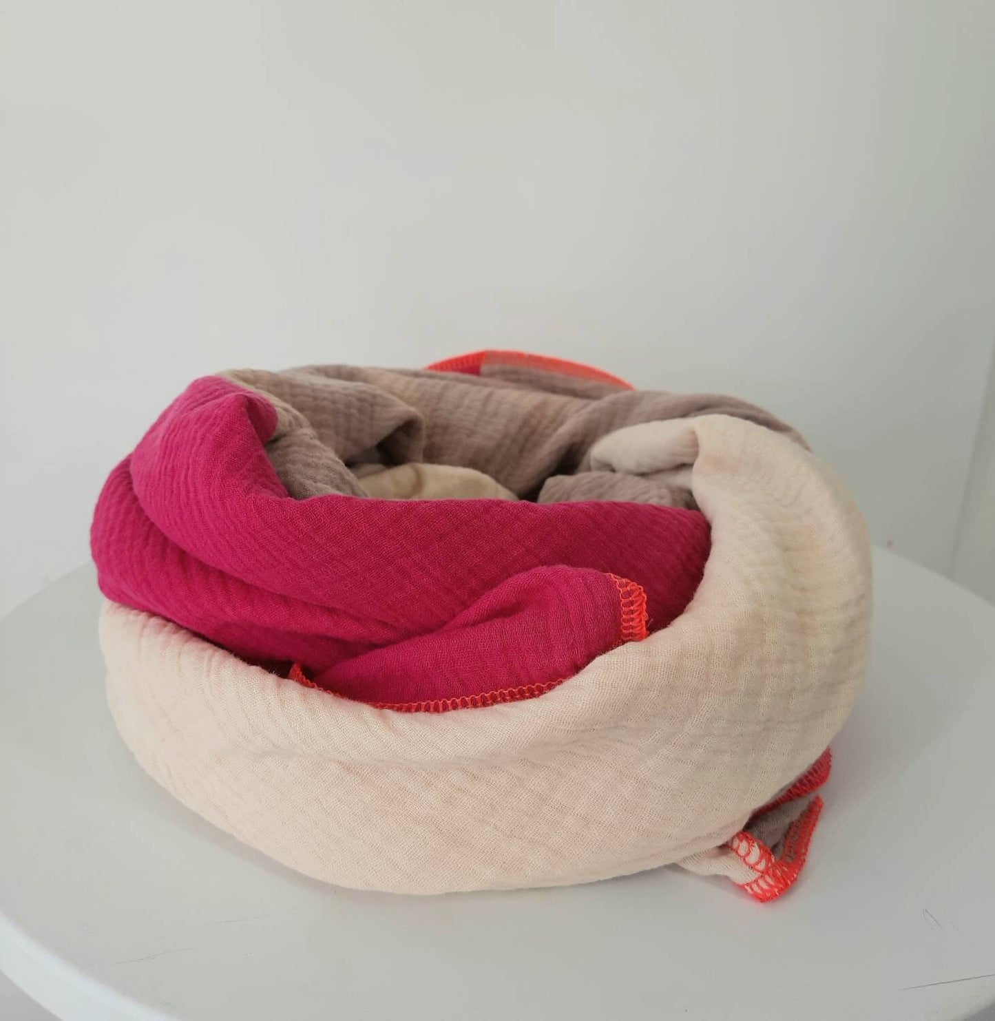 XXL Musselin Tuch pink - beige - creme