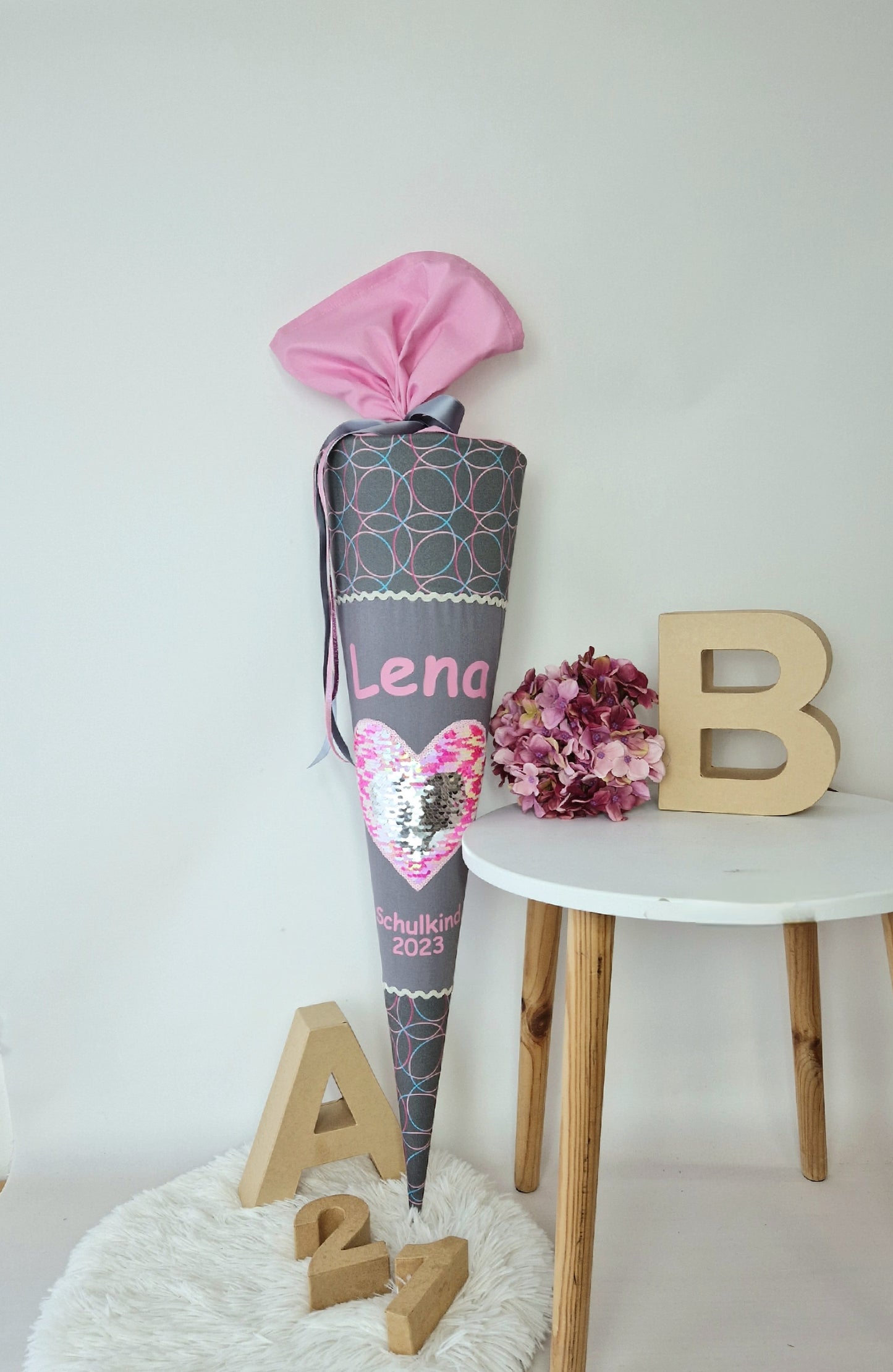 Glitter Herat Schultüte mit Pailettenherz