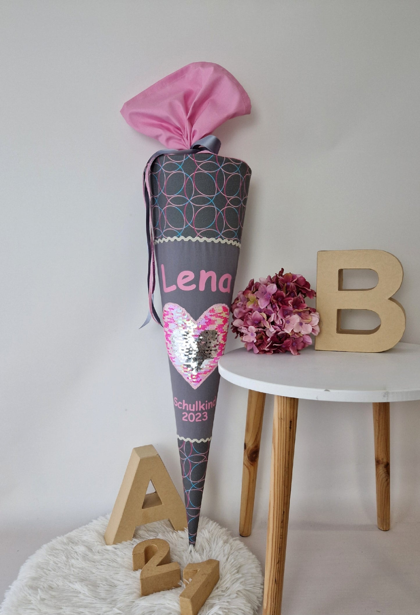 Glitter Herat Schultüte mit Pailettenherz