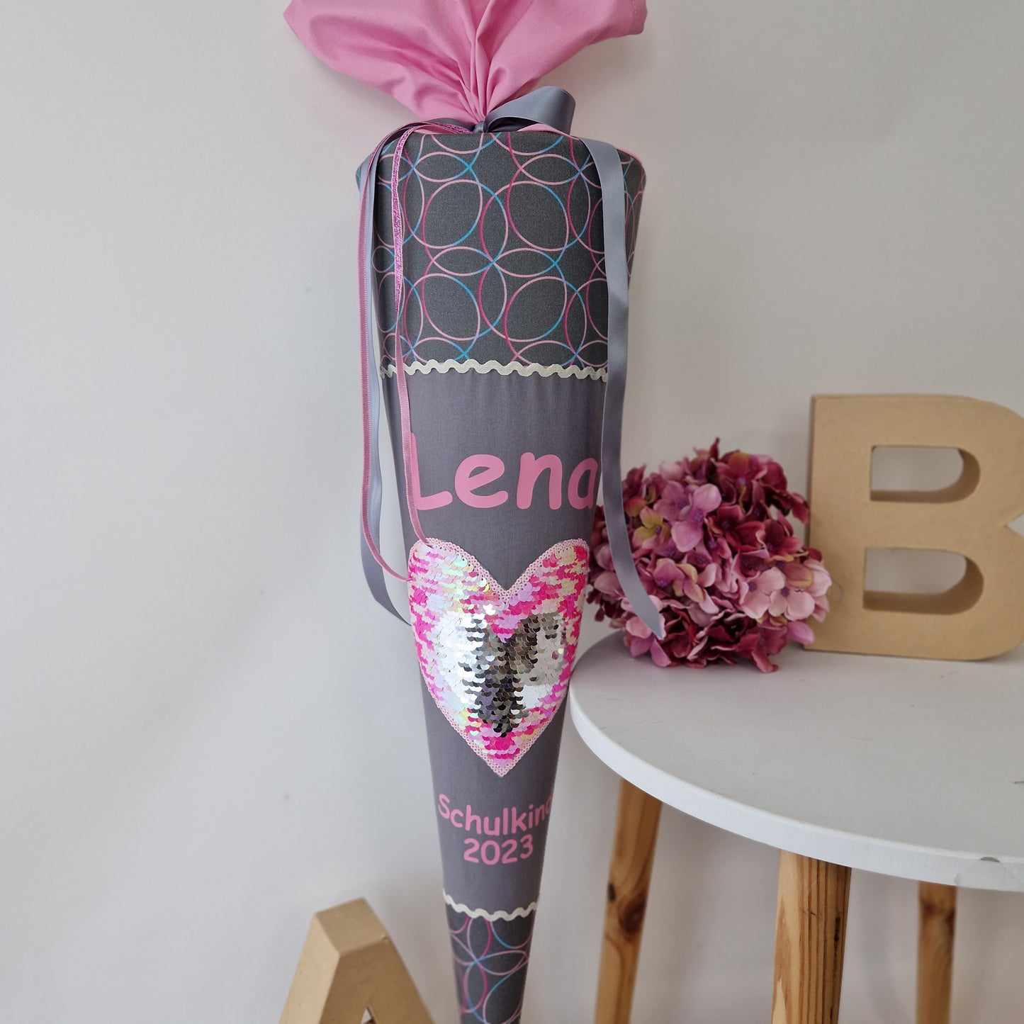 Glitter Herat Schultüte mit Pailettenherz