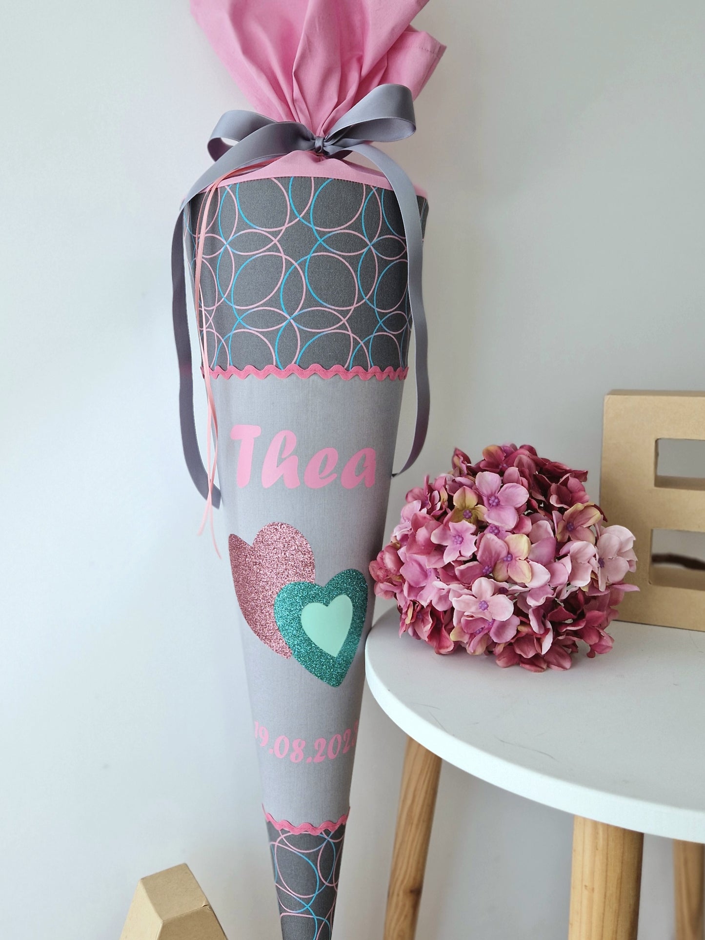 Glitter Herat Schultüte mit Doppel Herz