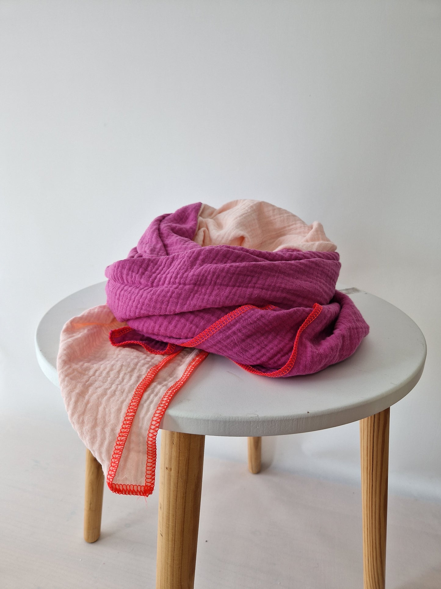 XXL Musselintuch Creme Fuchsia