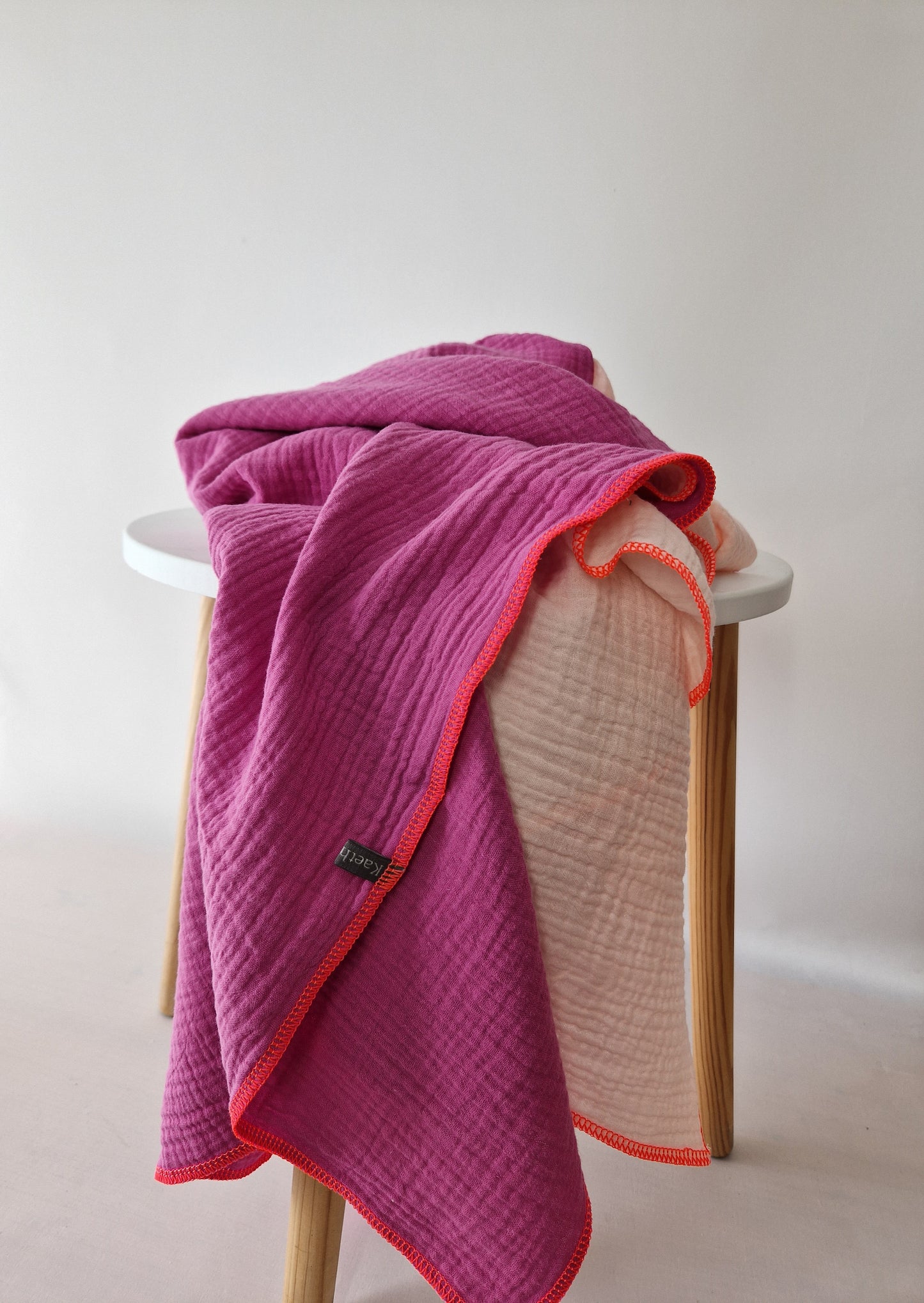 XXL Musselintuch Creme Fuchsia