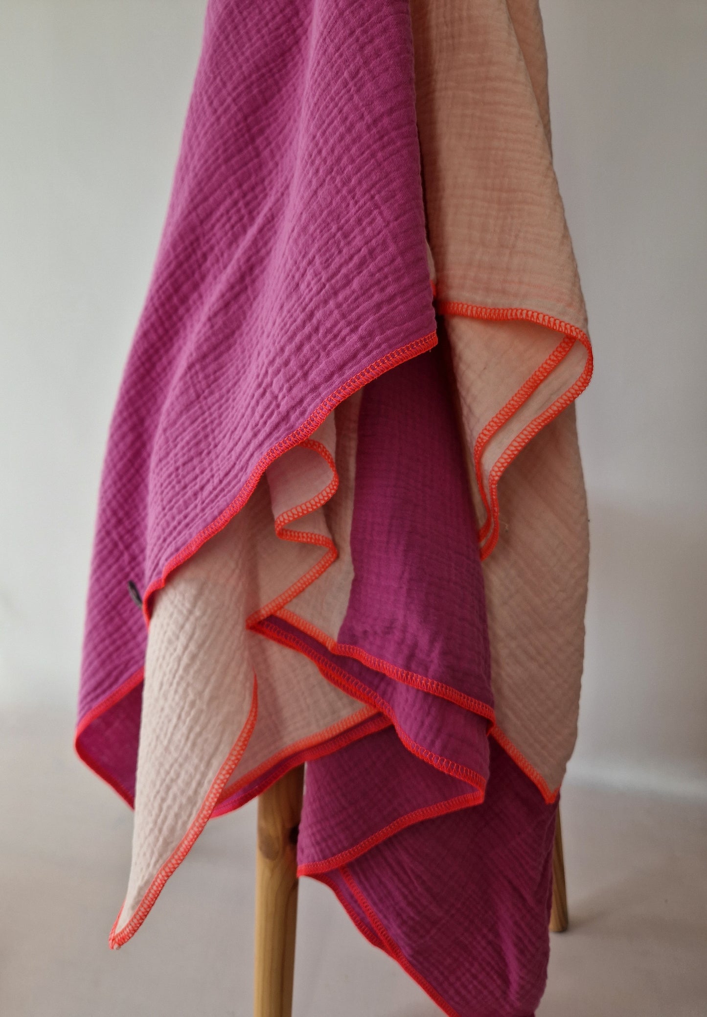 XXL Musselintuch Creme Fuchsia