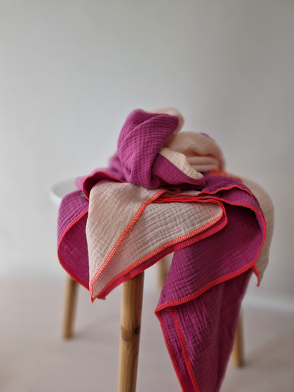 XXL Musselintuch Creme Fuchsia