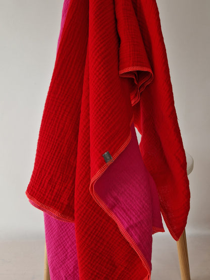 XXL Musselintuch rot pink