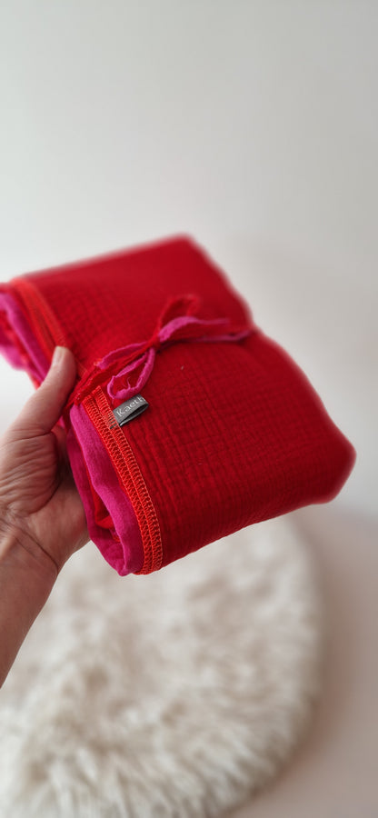XXL Musselintuch rot pink