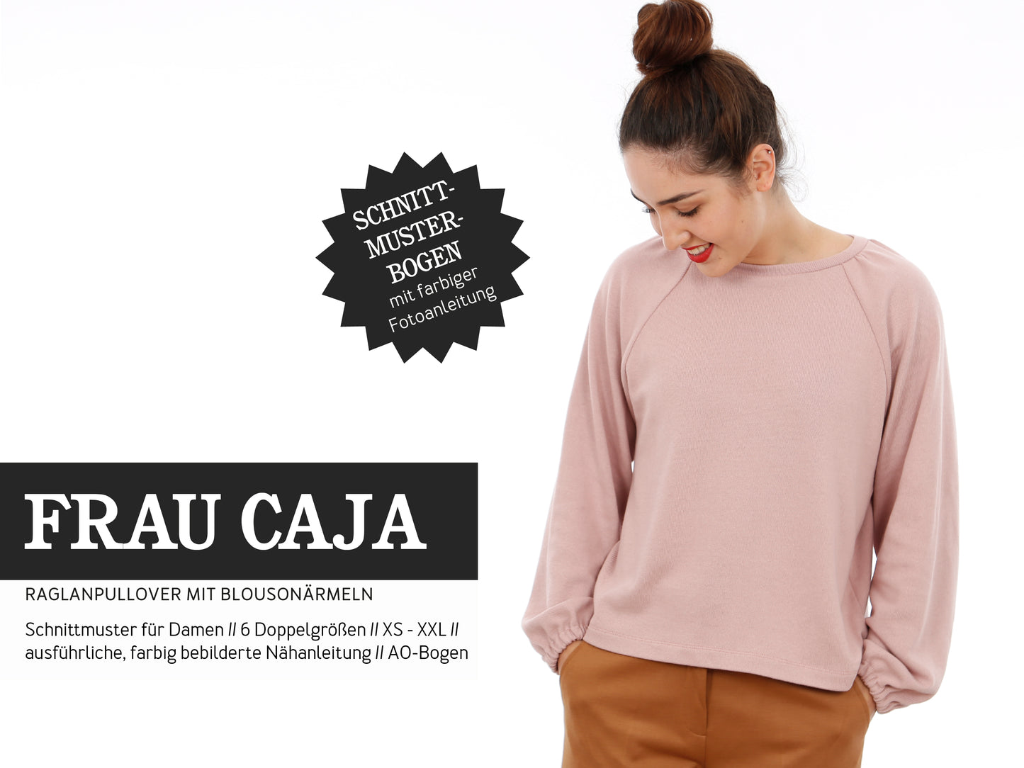 Studio Schnittreif Raglanpullover Frau Caja Papierschnittmuster