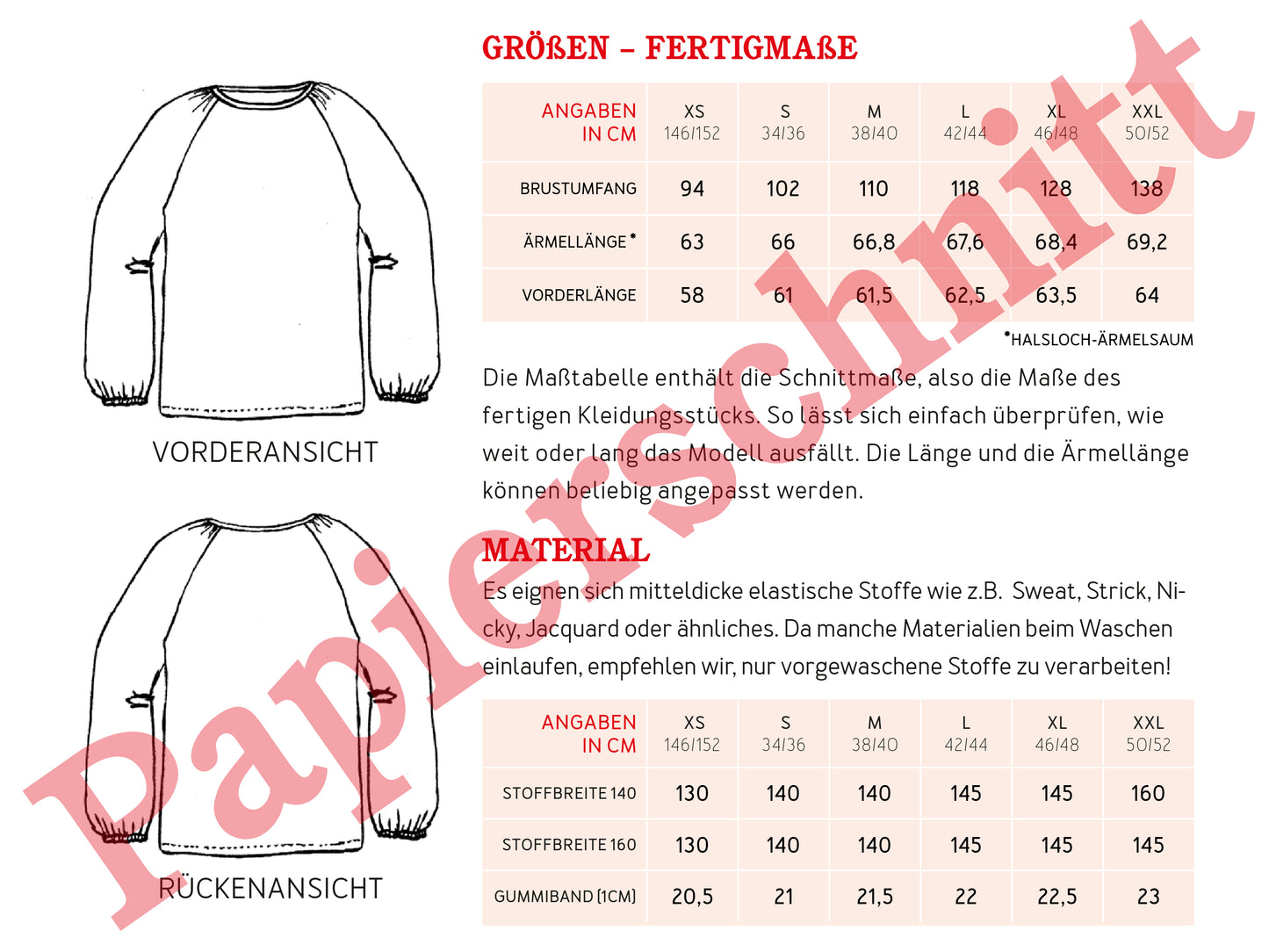 Studio Schnittreif Raglanpullover Frau Caja Papierschnittmuster