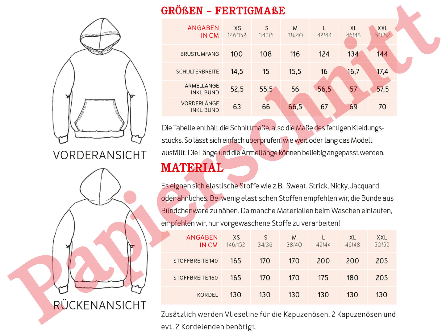 Studio Schnittreif Hoodie Frau Jona Papierschnittmuster