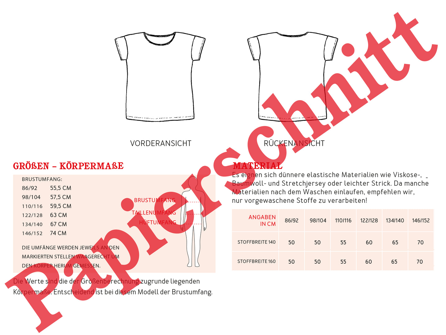 Tina Studio Schnittreif Basic Kinder T Shirt Papierschnittmuster