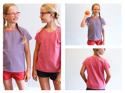Tina Studio Schnittreif Basic Kinder T Shirt Papierschnittmuster