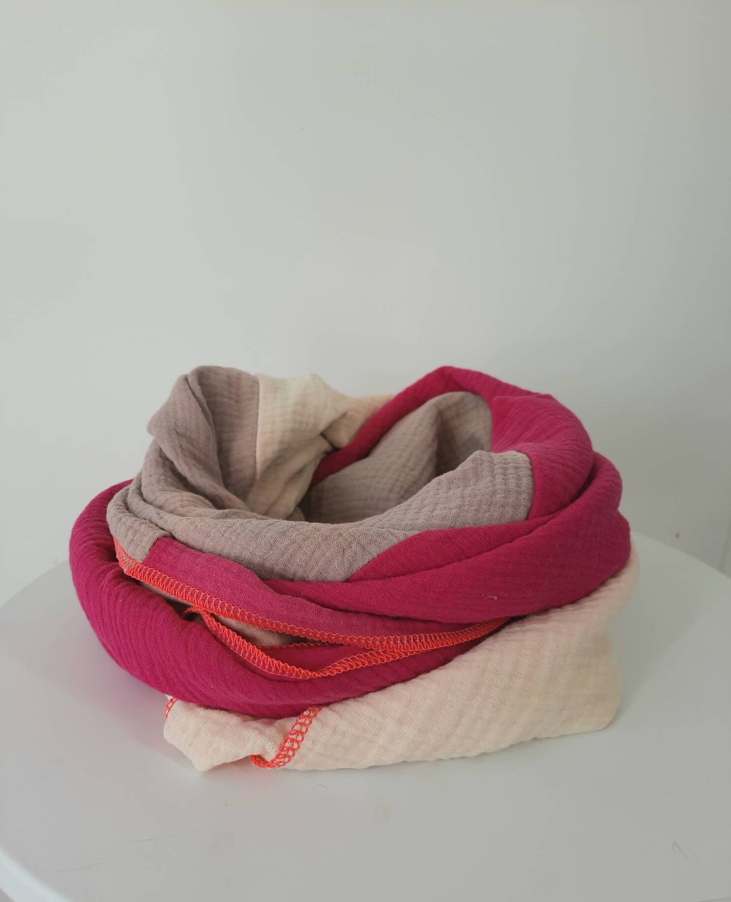 XXL Musselin Tuch pink - beige - creme