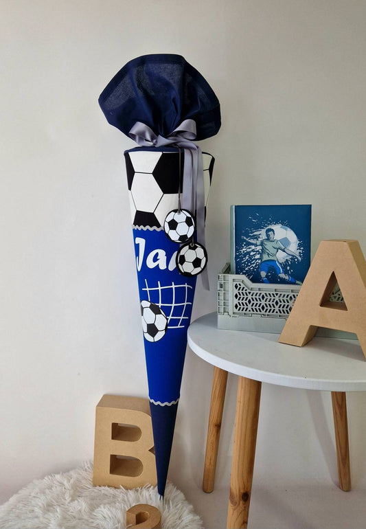 Fußballschultüte royalblau weiß