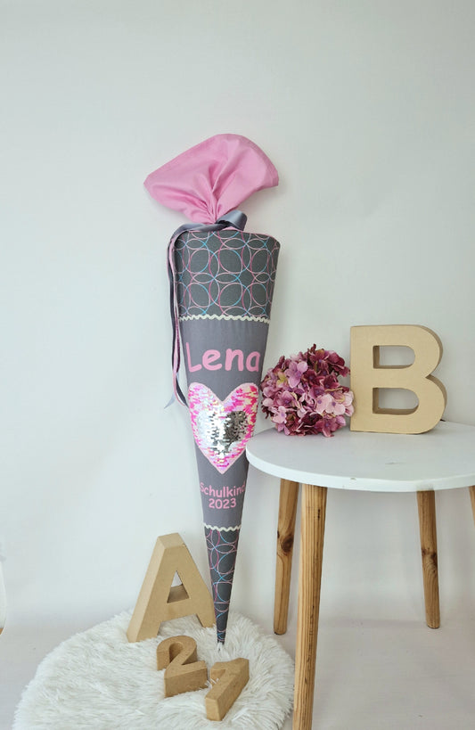 Glitter Herat Schultüte mit Pailettenherz